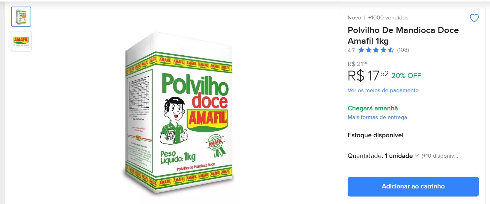Personal Shopper | Buy from Brazil - Flocos de Milho | Polvilho Doce  - 22 kg DDP