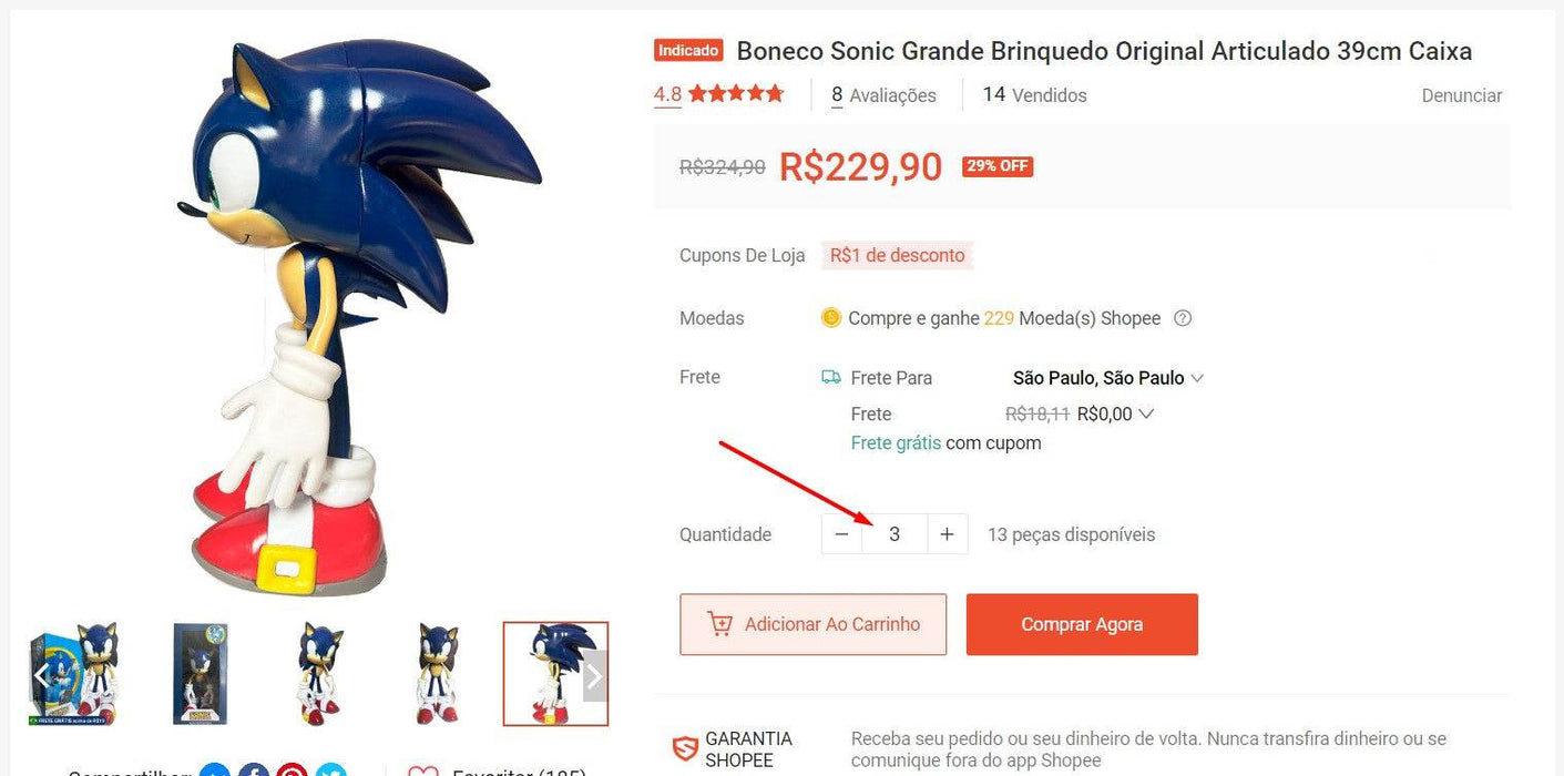 Personal shopper | Acquista dal Brasile - Sonic Collectibles- 9 pezzi - DDP