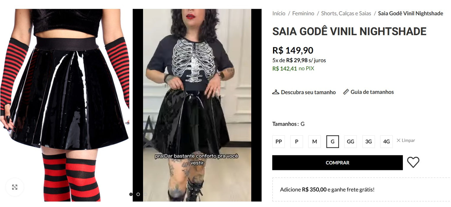 Personal Shopper | Buy from Brazil -Saia Godê Vinil Nightshade - G - (DDP)