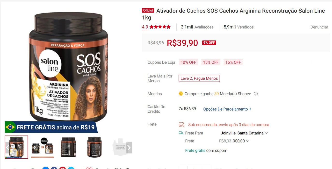 Personal Shopper | Compra desde Brasil - Champús para el cuidado del cabello - 28 ARTÍCULOS (DDP)