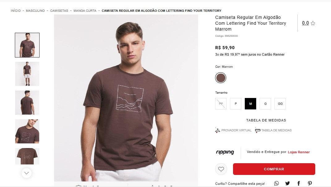 Comprador personal | Comprar desde Brasil -Camisetas Renner - 1 unidades (DDP)