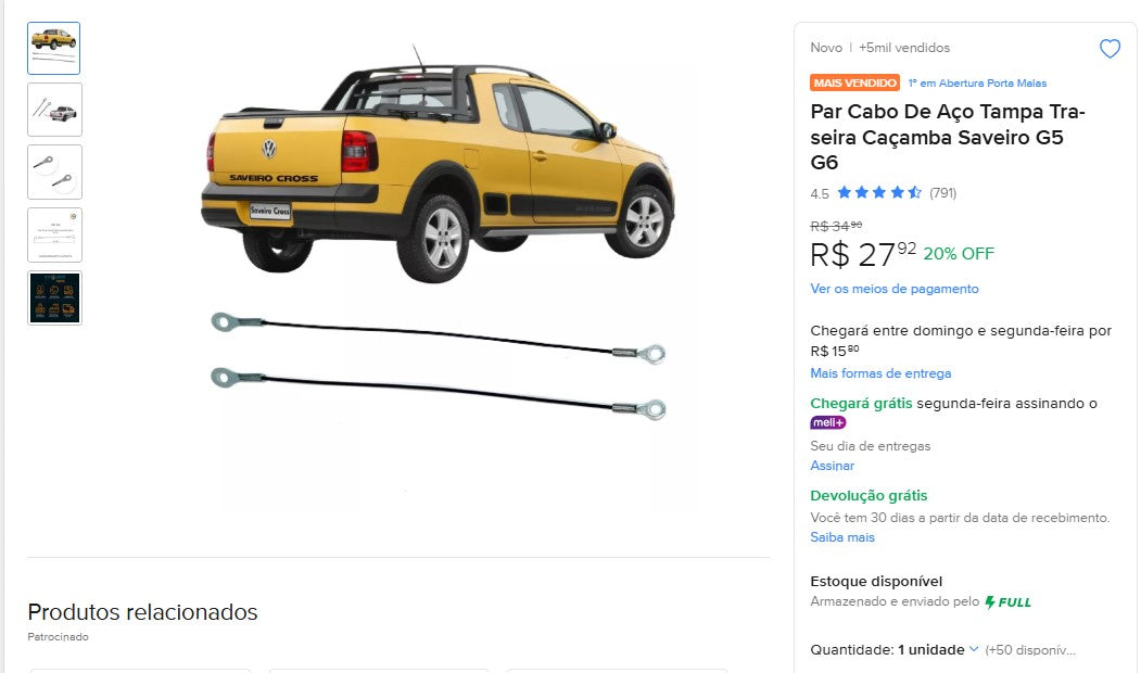 Personal Shopper | Comprar desde Brasil - Piezas de Automóvil - Saveiro - 3 artículos (DDP)