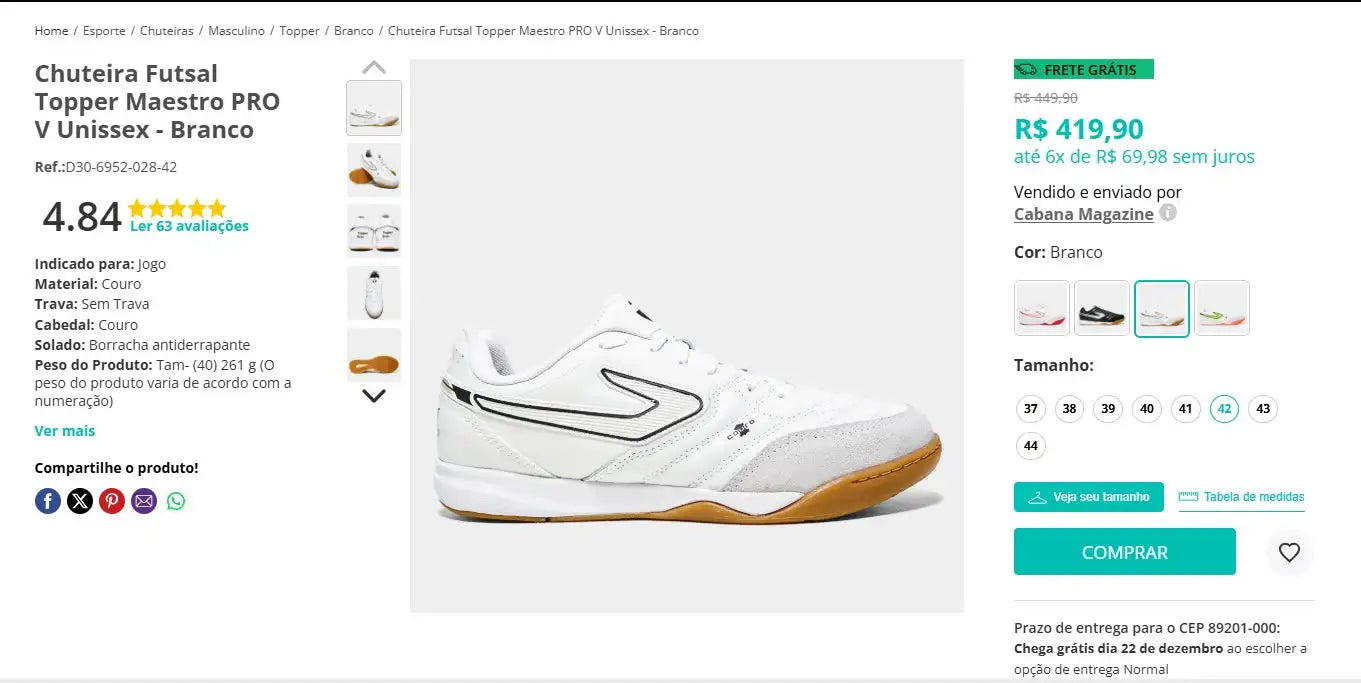 Personal Shopper | Buy from Brazil - Chuteira Futsal Topper - 4 pairs - (DDP)