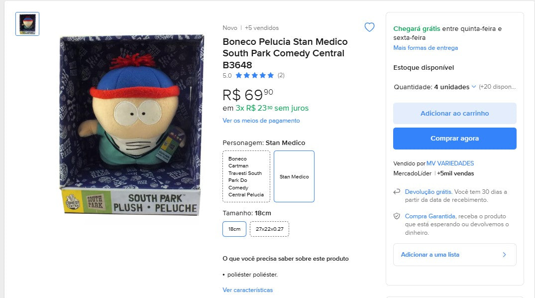 Personal Shopper | Comprar desde Brasil - South Park - 8 artículos - DDP