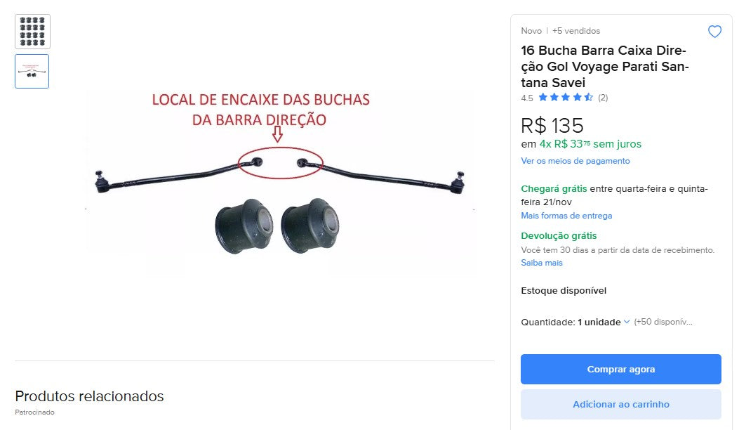 Personal Shopper | Comprar desde Brasil - Piezas de Automóvil Saveiro - 3 kits (DDP)