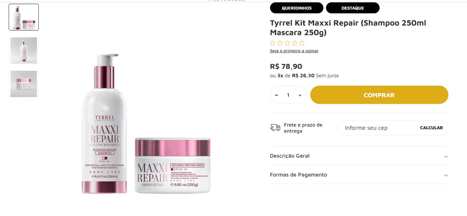 Personal Shopper | Buy from Brazil - Hair Care | Tyrrel - 9 kits (DDP)