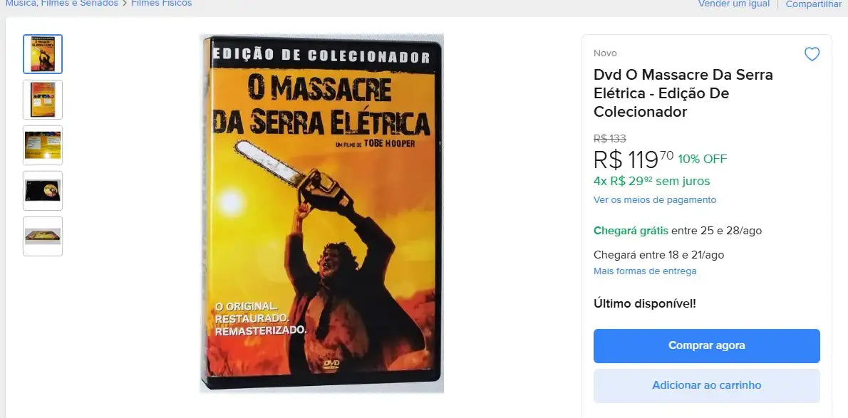 Personal Shopper | Buy from Brazil  - DVD´s Massacre da Serra eletrica 7 units -(DDP)