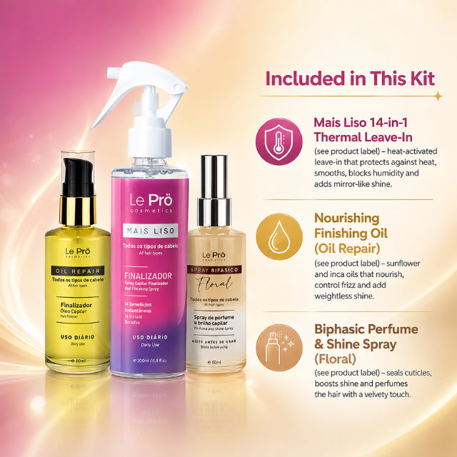 Le Prö Kit Finition – Coffret Soin Capillaire Brésilien – Ensemble de 3 pièces