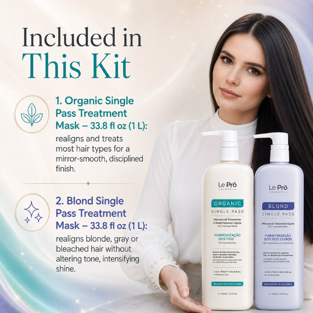 Le Prö Organic + Blond Treatment Masks 1L – Kit de soins capillaires brésilien – Ensemble de 2 pièces