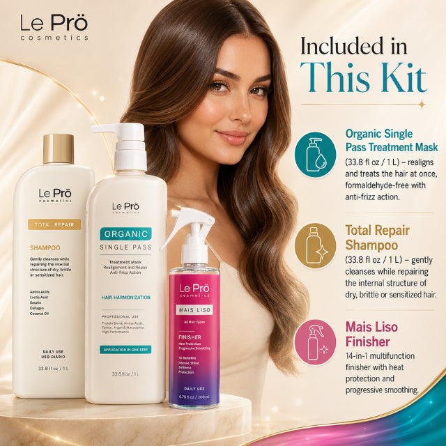 Le Prö Kit Total Essentiels d’Harmonisation Capillaire – Kit de soins capillaires brésilien – Ensemble de 3 pièces