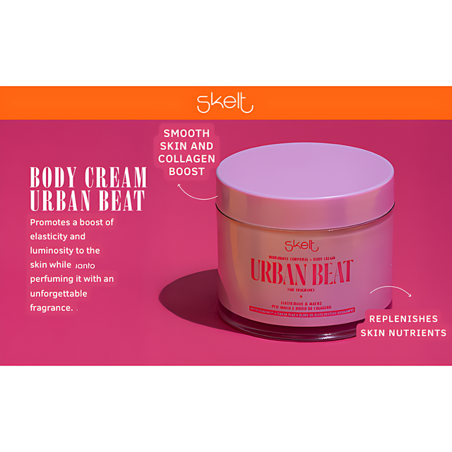 Skelt Urban Beat Body Cream – Elasticity & Luminosity Boost with Phytocolágeno™ & Ômega Plus – 7.05 oz (200 g)