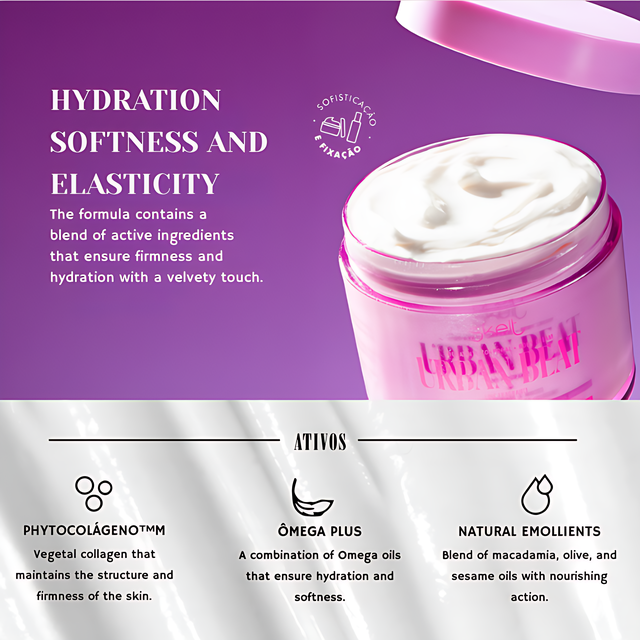 Skelt Urban Beat Body Cream – Elasticity & Luminosity Boost with Phytocolágeno™ & Ômega Plus – 7.05 oz (200 g)