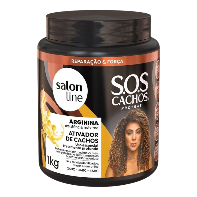 Salon Line S.O.S Cachos Arginine Reconstruction Curl Activator - Strengthening Curl Activator for Defined, Reconstructed & Nourished Curls, 17.6 oz (500 g) or 35.27 oz (1 kg)