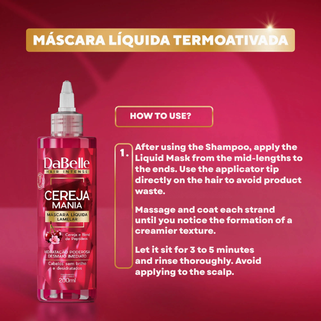 DaBelle Cereja Mania Lamellar Liquid Hair Mask for Instant Alignment, Mirror Shine & Peptide Shield – 6.76 fl oz (200 ml)