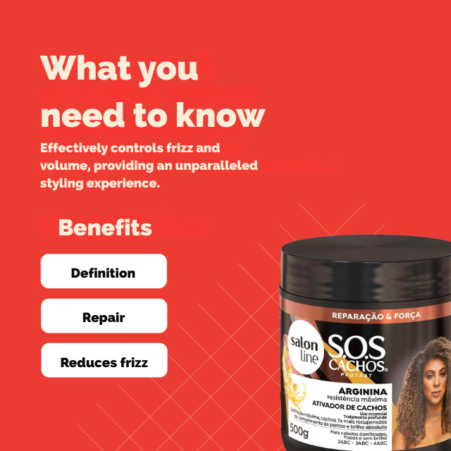 Salon Line S.O.S Cachos Arginine Reconstruction Curl Activator - Strengthening Curl Activator for Defined, Reconstructed & Nourished Curls, 17.6 oz (500 g) or 35.27 oz (1 kg)