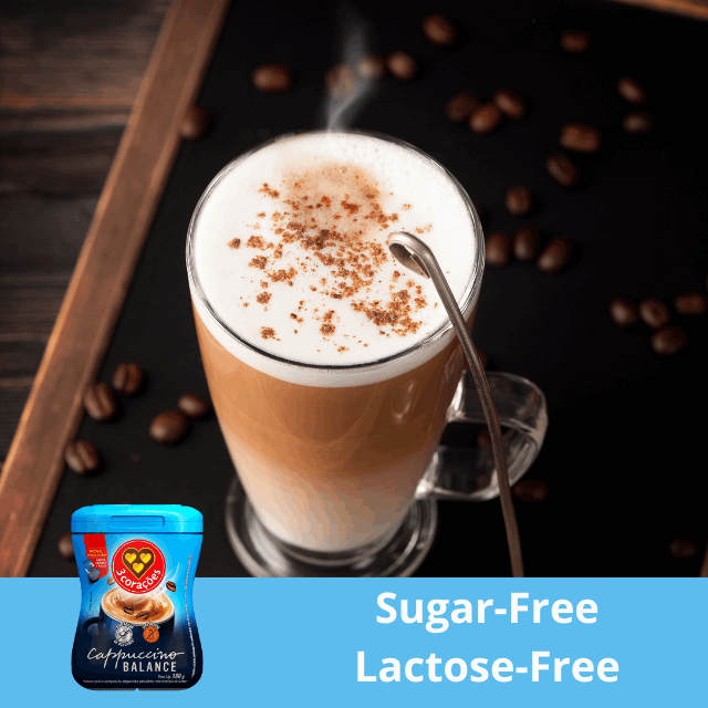 8 Packs 3 Corações Cappuccino Balance Lactose-Free Instant Mix - 8 x 180g (6.35 oz) - Sugar-Free