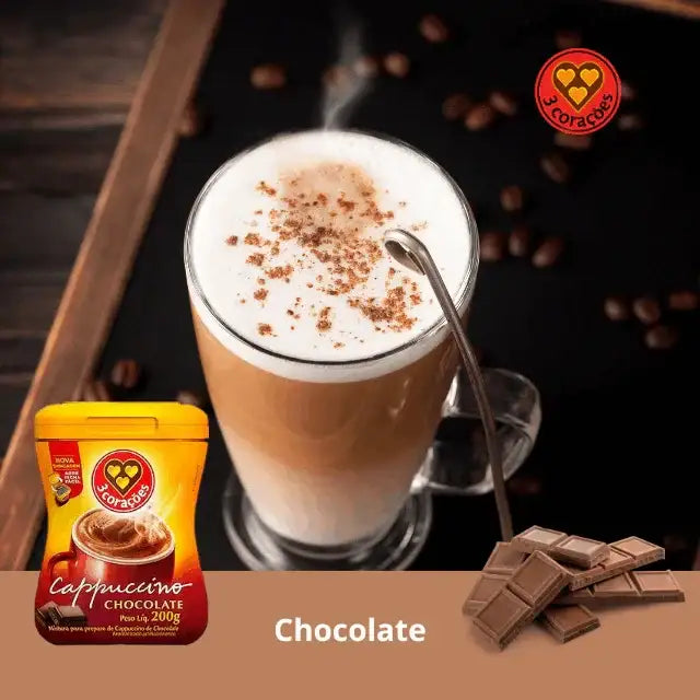 3 Corações カプチーノ チョコレート インスタントミックス 200g (7.05 oz)