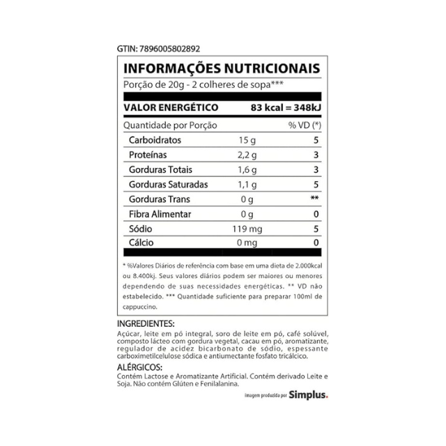 Corações Cappuccino Mistura Instantânea de Chocolate 200g (7.05 oz)