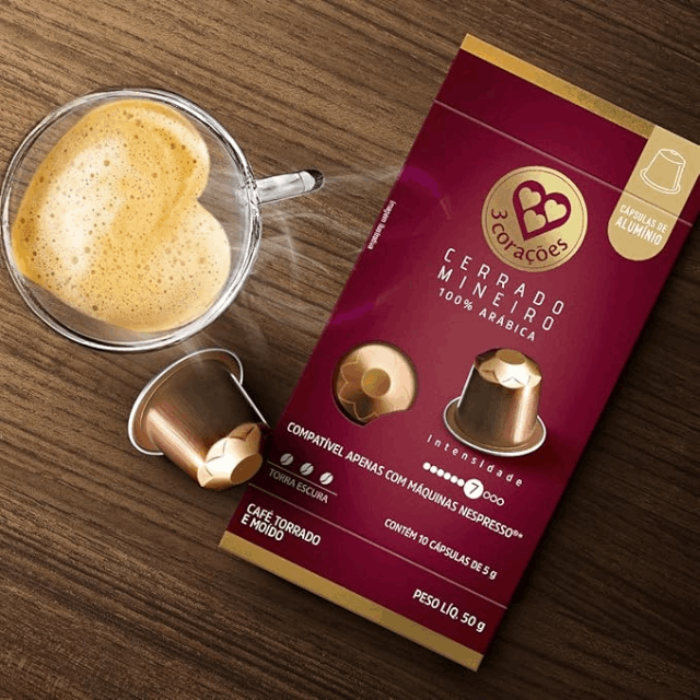 8 Packs 3 Corações Cerrado Mineiro Coffee Pods Nespresso Compatible - 8 x 50g (1.76 oz), 10 Capsules