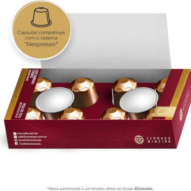 4 Packungen Corações Cerrado Mineiro Kaffeepads, Nespresso-kompatibel – 4 x 50 g (1,76 oz), 10 Kapseln