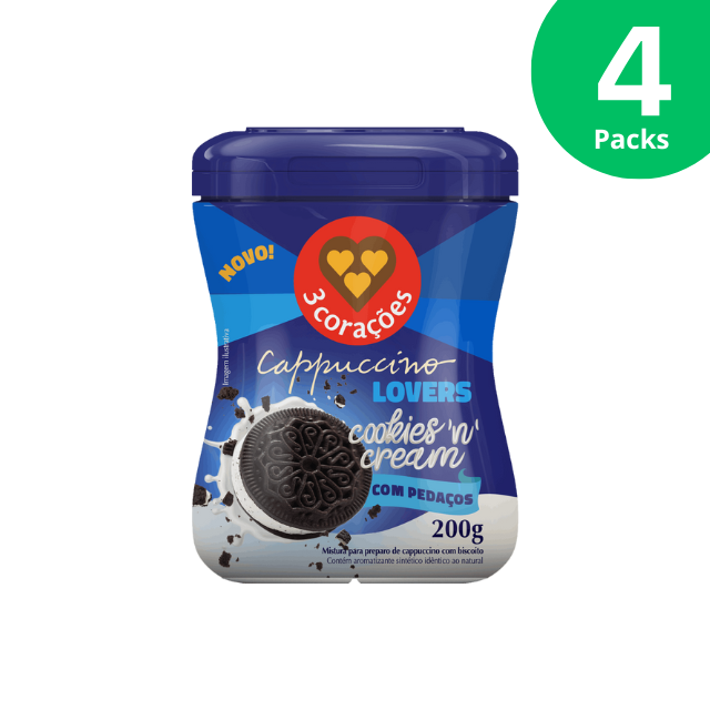 Pacote com 4 Corações Cookies 'n' Cream Cappuccino Instant Mix - 4 x 200g (7,05 oz)