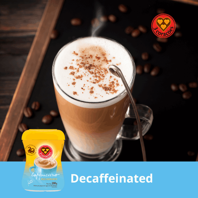 8 Packs 3 Corações Decaf Instant Cappuccino Mix - 8 x 200g (7.05 oz) - Decaffeinated