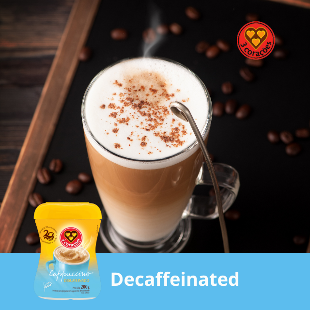 4 Packungen Corações Decaf Instant Cappuccino Mix - 4 x 200 g (7,05 oz) - Entkoffeiniert