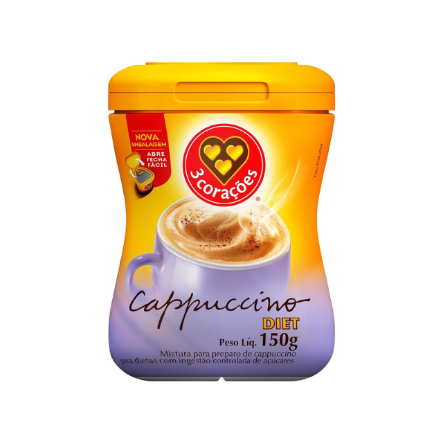 4 paquetes de mezcla instantánea para capuchino dietético Corações : 4 x 150 g (5,29 oz)