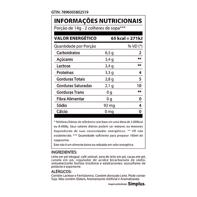 4-Pack 3 Corações Diet Instant Cappuccino Mix - 4 x 150g (5.29 oz)