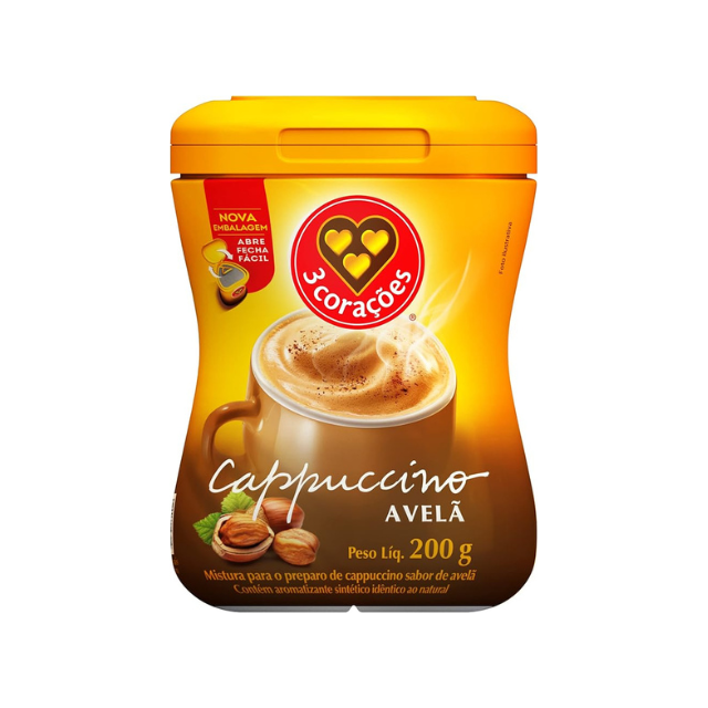 4 Packungen Corações Haselnuss-Cappuccino-Instantmischung – 4 x 200 g (7,05 oz)