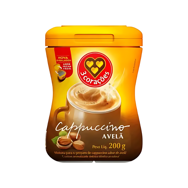 3 Corações Hazelnut Cappuccino Instant Mix 200g (7.05 oz)