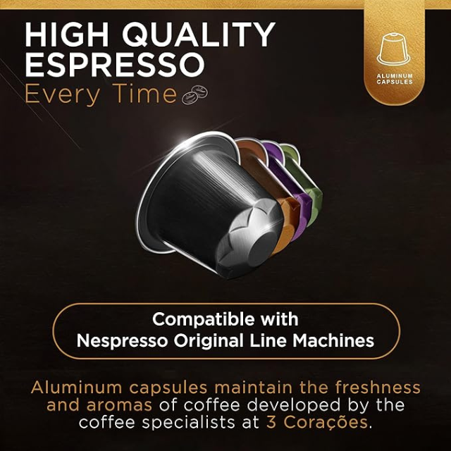 Corações dosettes de café Corações Cerrado Mineiro compatibles Nespresso - 50g (1,76 oz), 10 capsules