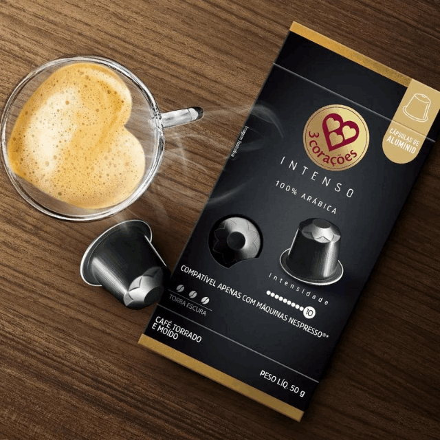 3 Corações Intenso Espresso Coffee Pods - Nespresso Compatible - 50g (1.76 oz), 10 Capsules