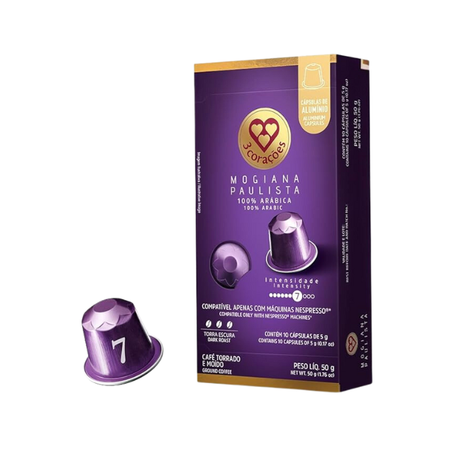 Corações Mogiana Paulista Kaffeepads – Nespresso-kompatibel – 50 g (1,76 oz), 10 Kapseln – Arabica-Kaffee