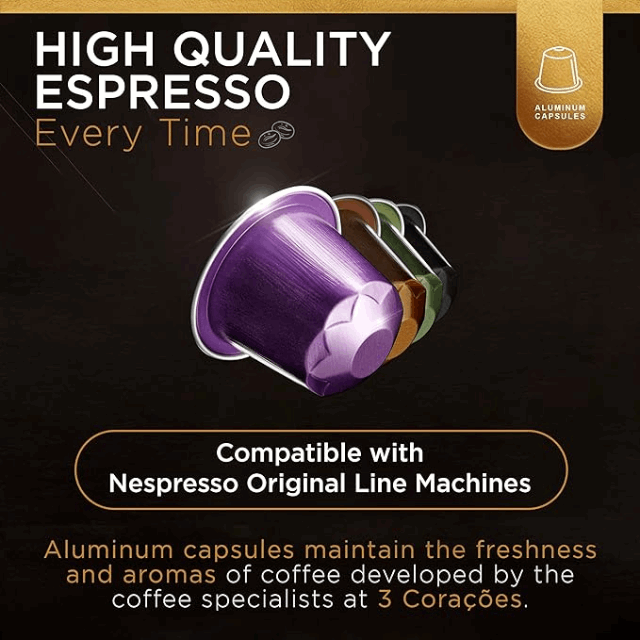 3 Corações Mogiana Paulista Coffee Pods - Nespresso Compatible - 50g (1.76 oz), 10 Capsules - Arabica Coffee