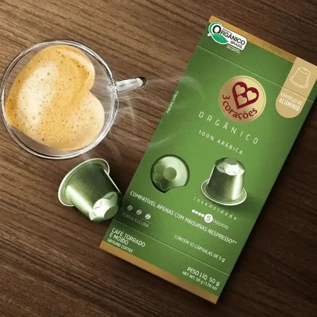 Paquete de 4 cápsulas de café espresso orgánico 3 Corações