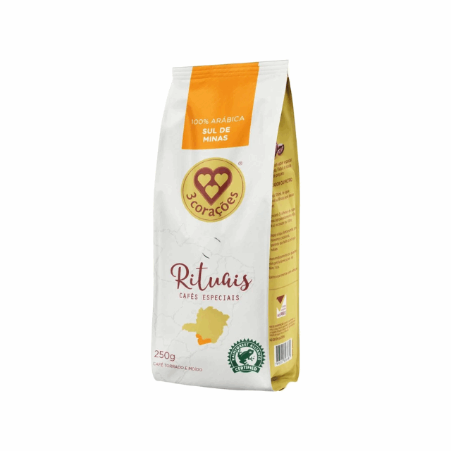 4-Pack 3 Corações Rituais Sul de Minas - Roasted and Ground Coffee - 4 x 250g (8.8 oz) - Brazilian Arabica Coffee