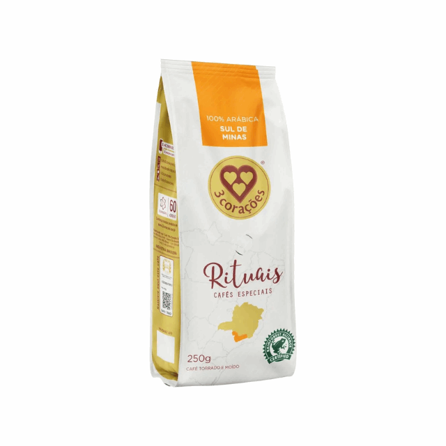 3 Corações Rituais Sul de Minas - Roasted and Ground Coffee 250g (8.8 oz) - Brazilian Arabica Coffee