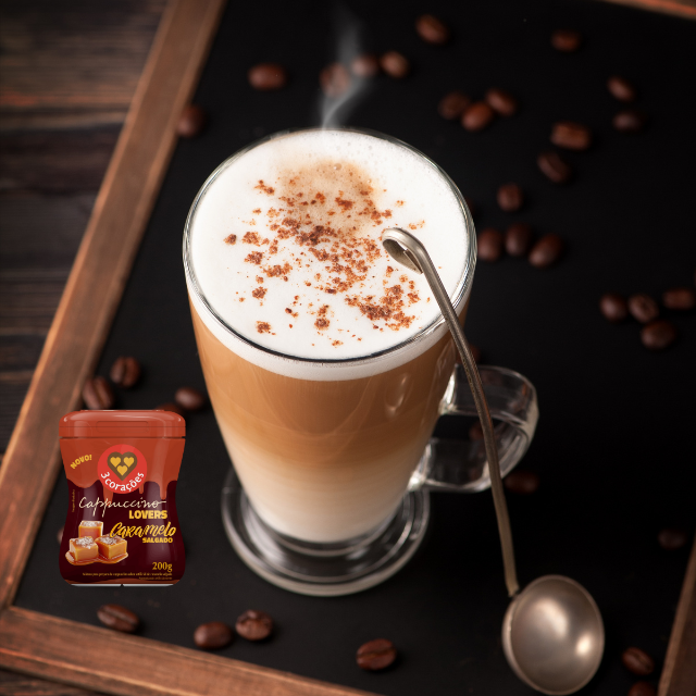 Mezcla instantánea de capuchino con caramelo salado Corações 200 g (7,05 oz)