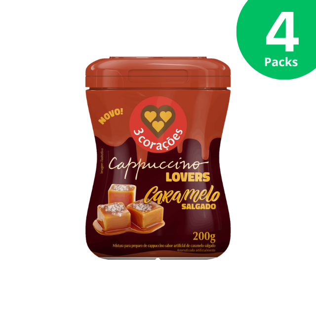 4 confezioni di mix istantaneo di cappuccino al caramello salato Corações - 4 x 200 g (7,05 oz)