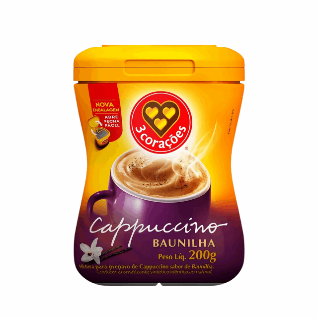 3 Corações Vanilla Instant Cappuccino Mix 200g (7.05 oz)