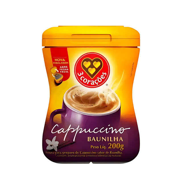 3 Corações Vanilla Instant Cappuccino Mix 200g (7.05 oz)
