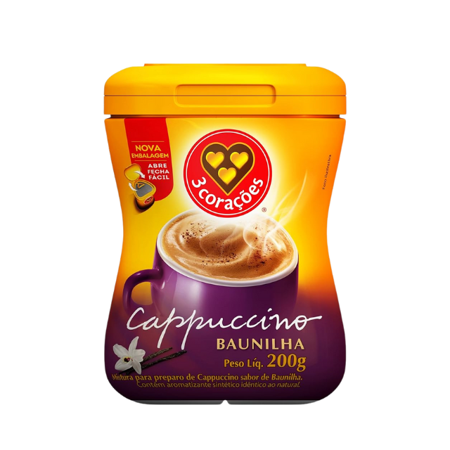 4 Packungen Corações Vanille-Instant-Cappuccino-Mischung – 4 x 200 g (7,05 oz)