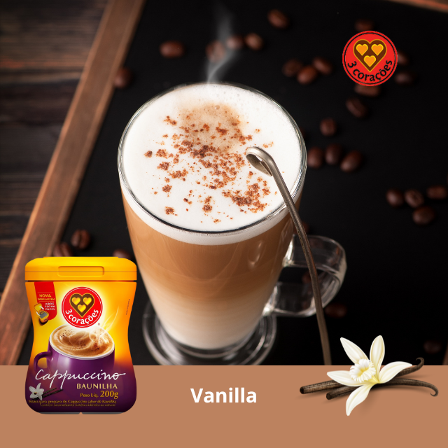 3 Corações Vanilla Instant Cappuccino Mix 200g (7.05 oz)