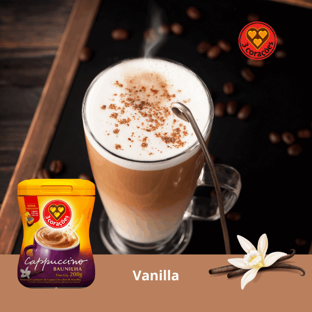 3 Corações Vanilla Instant Cappuccino Mix 200g (7.05 oz)