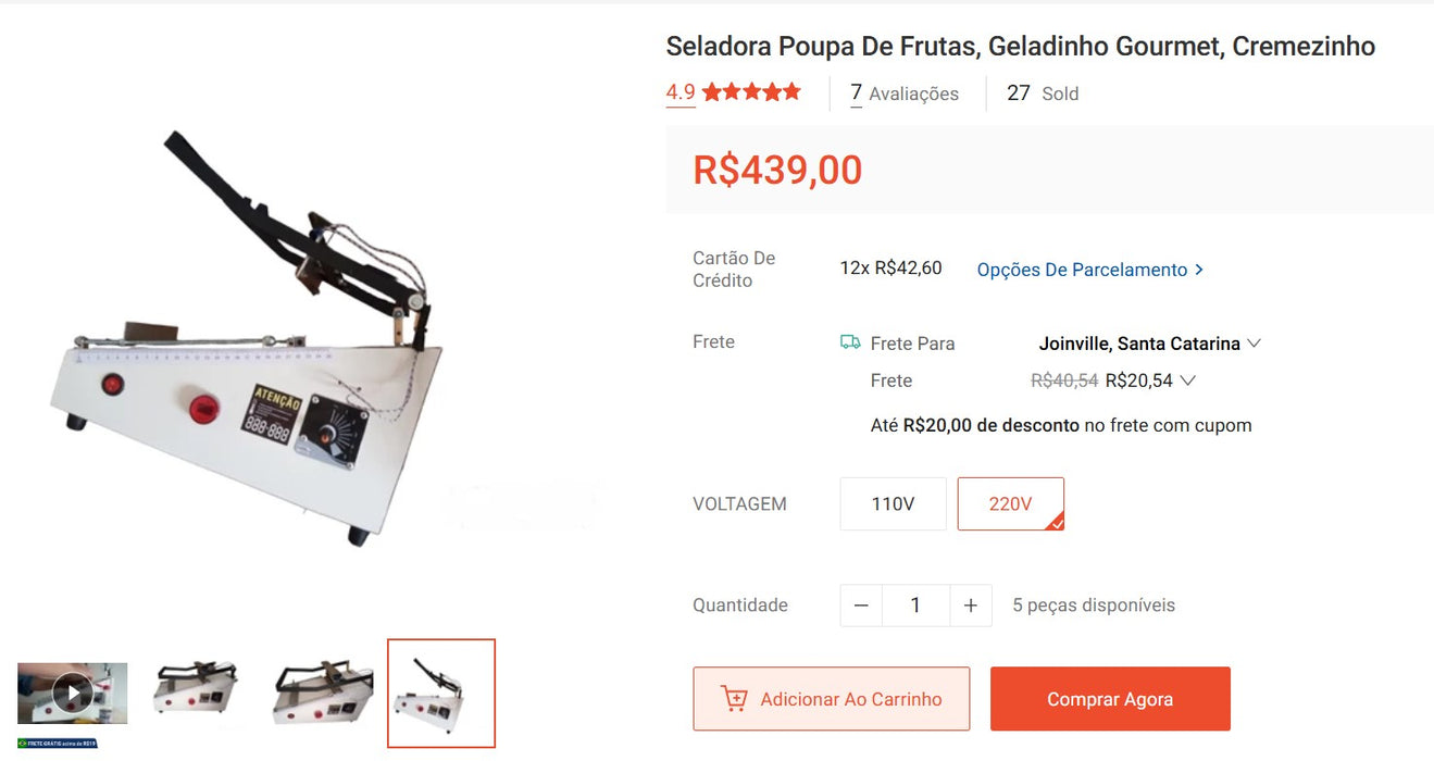 Personal Shopper | Buy from Brazil - Seladora Poupa De Frutas, Geladinho Gourmet - 1 items-  DDP