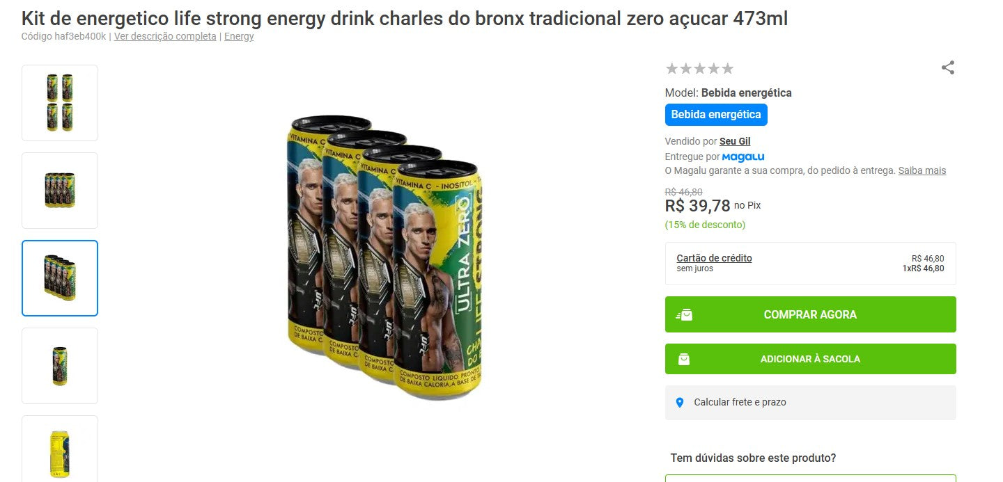 Personal Shopper | Acheter depuis le Brésil - Kit de energy life strong energy drink charles do bronx - 2 kits - DDP