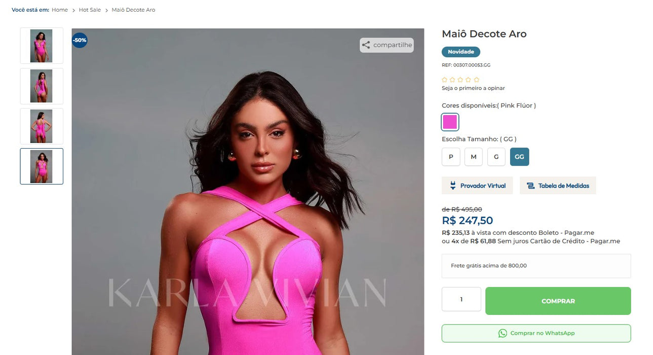 Personal Shopper | Buy from Brazil -Maiô Decote Aro - GG - 1 units (DDP)