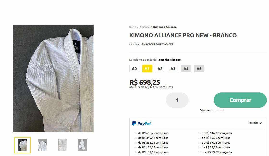 个人客户 | 从巴西购买 -KIMONO ALLIANCE PRO NEW - BRANCO - 3 件 (DDP)