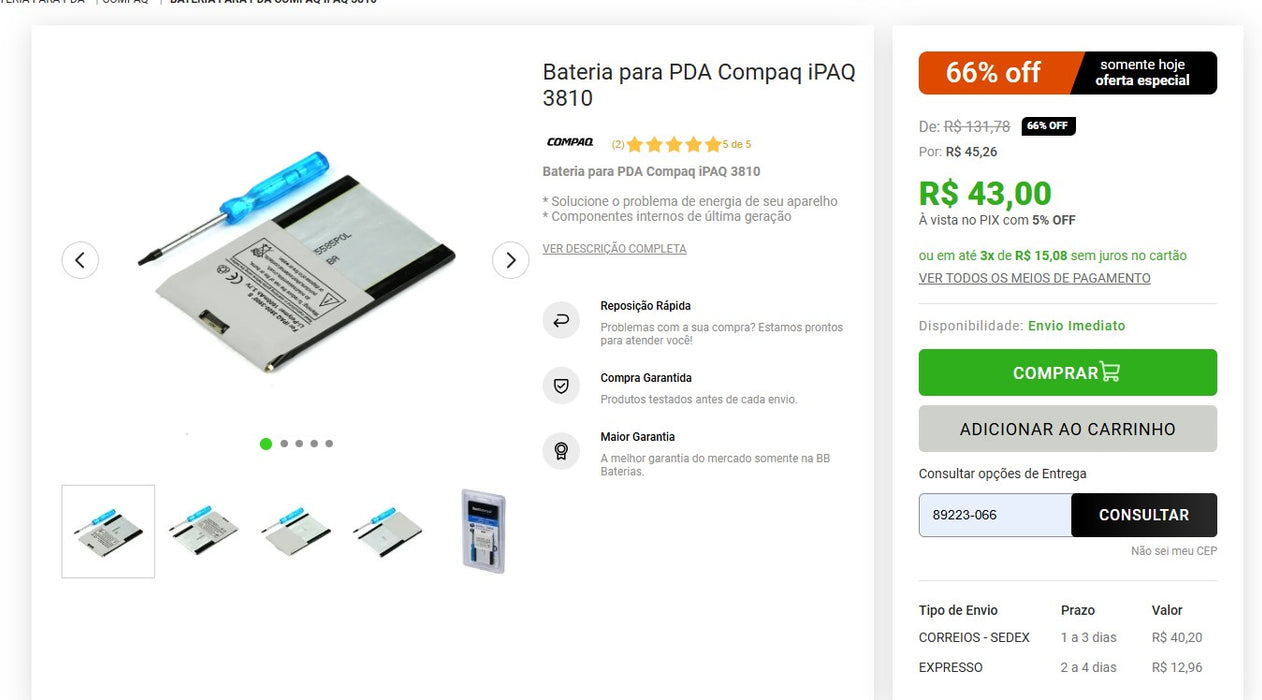 Personal Shopper | Buy from Brazil - Batería para Compaq iPAQ 3810 PDA - 1 item (DDP)